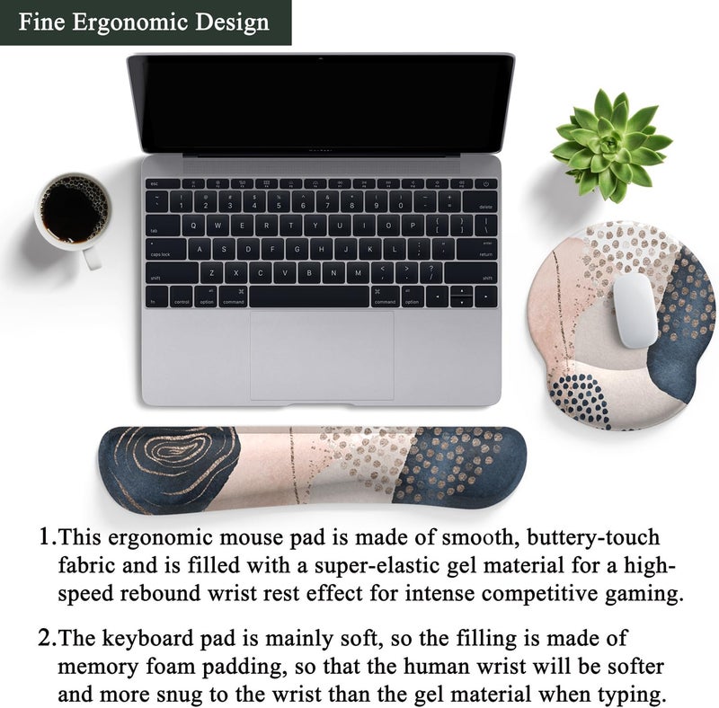 Mechanical Cattle Ergonomic Boho Mouse Pad with Wrist Support Gel and Keyboard Wrist Rest, Non-Slip Pu Base Gaming Kawaii Cute Mouse Pad for Boho Office Decor, Easy Typing & Pain Relief - Image 3